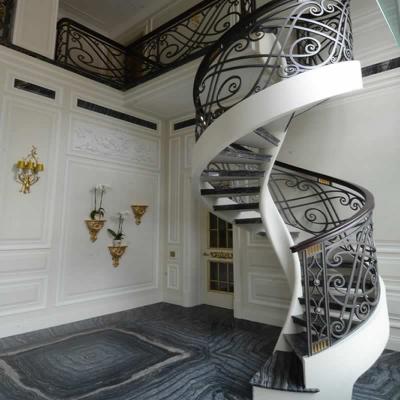 Indoor steel spiral staircase